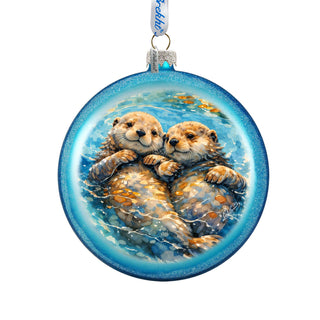 Sea Otters Glass Christmas Ornament – Coastal Wildlife Holiday Splendor Ornament by G. DeBrekht – 744-051