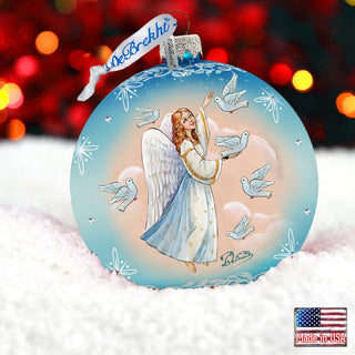 Angel Doves Ball Glass Ornament by G. DeBrekht - Nativity Holiday Decor - 73561