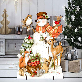 Ivory Snowman Christmas Outdoor Yard Sign by Susan Winget - Christmas Santa Snowman Decor - 8471107F-SW
