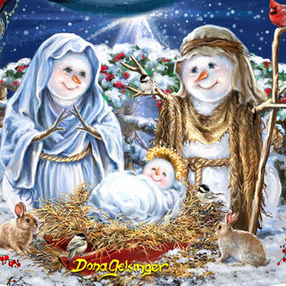 Snow Family Nativity Santa Hand-Painted WOODCARVED Figurine by D. Gelsinger - Nativity Holiday Decor - 242113-DG *** PRE-ORDER - Handmade Just for You! ***