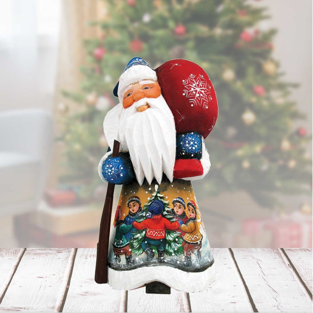Winter Day Delight Santa Hand-Painted WOODCARVED Figurine by G. DeBrekht - Christmas Decor - 8215090 *** PRE-ORDER - Handmade Just for You! ***