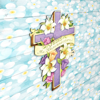 Easter Cross- He is Risen Outdoor Scene by Susan Winget - Easter Spring Decor - 8471303F-SW