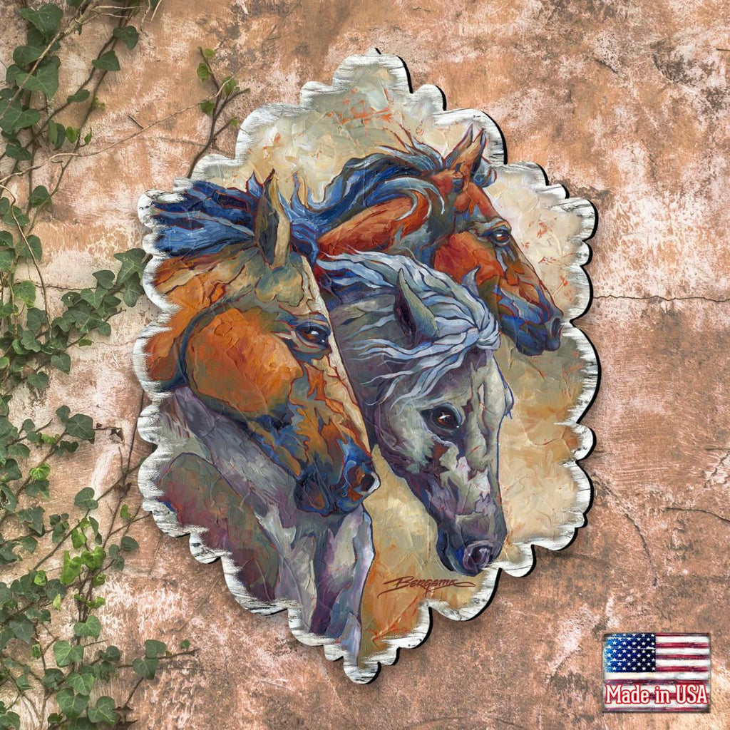 Let Them Run Horse Heads Wall Art by J. Bergsma - Wildlife Holiday Decor - 8591259W-JB