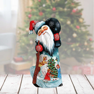 Midnight Tree Dancing Santa Hand-Painted WOODCARVED Figurine by G. DeBrekht - Christmas Decor - 821449 *** PRE-ORDER - Handmade Just for You! ***