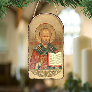 Saint Nicholas Religious Orthodox Sacred Icon Ornament - Inspirational Icon Decor - 87021