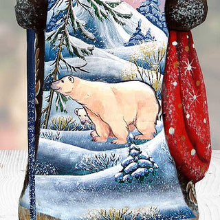 Polar Bear Santa Hand-Painted WOODCARVED Masterpiece by G. DeBrekht - Wildlife Holiday Decor - 242214