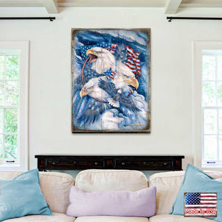 Allegiance American Patriotic Eagles Wooden Wall Art by J. Bergsma - American Patriotic Decor - 8592730BP-JB