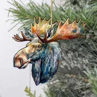 Alaskan Majestic Moose Wooden Ornaments by G.Debrekht - Wildlife Holiday Decor - 8710108-1