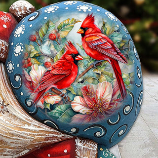 Red Cardinals Sack Santa Hand-Painted WOODCARVED Masterpiece by G. DeBrekht - Christmas Decor - 8204017 *** PRE-ORDER - Handmade Just for You! ***