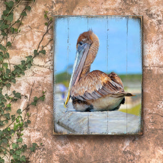 Spengler Pelican Wooden Coastal Wall Art by Nature Wonders - Coastal Sea-Life Decor - 95325B
