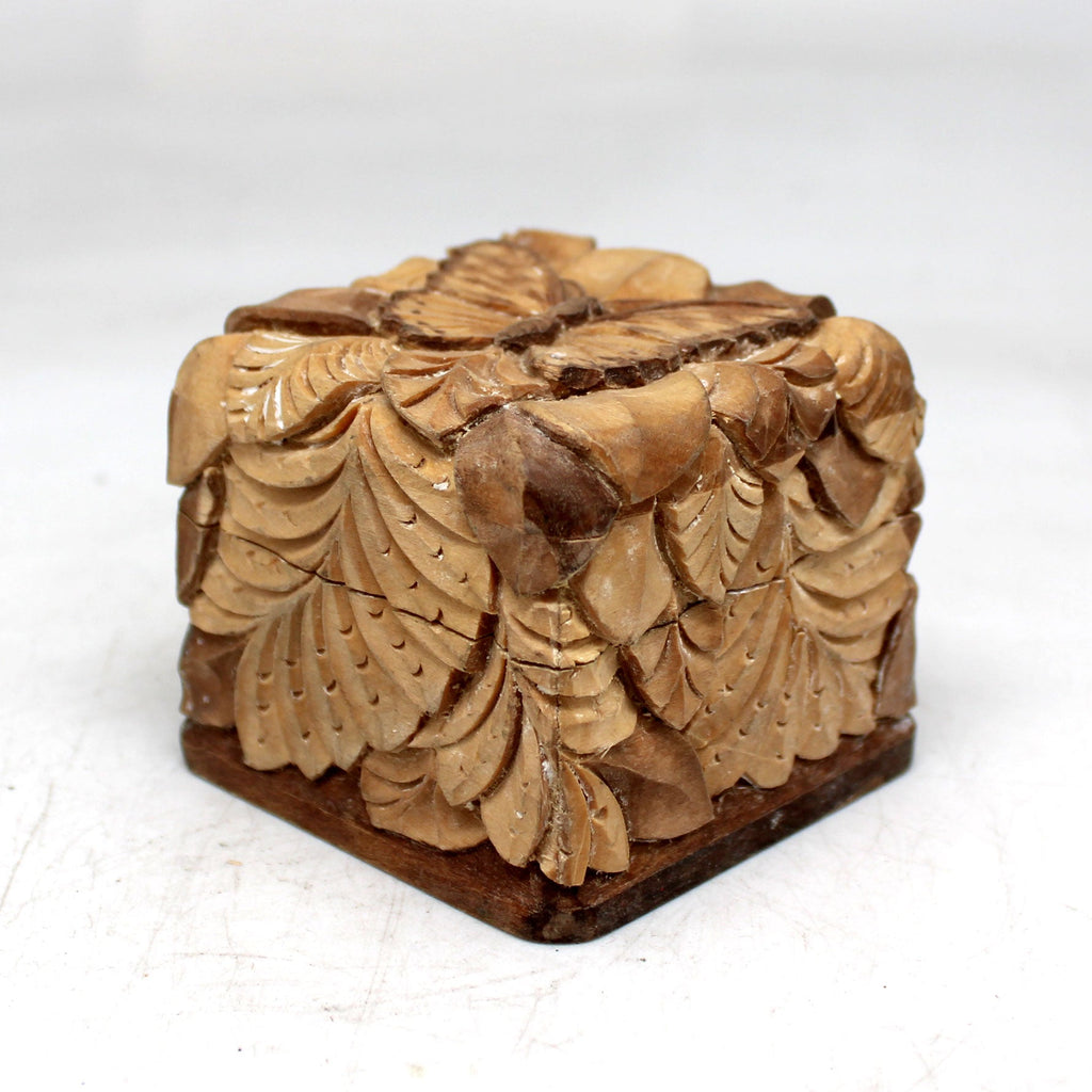 One-of-a-Kind Butterfly WOODCARVED Jewelry BOX - 2.5x2.5x2 - Handcarved Unique Home Decoration Beautiful Gift Rare Find Collectible, Unique Hand Carved Gift