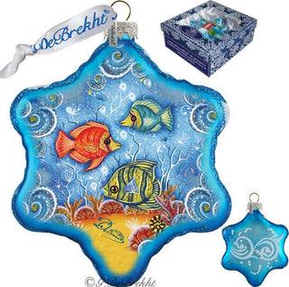 Starfish Snowflake Glass Ornament, Wildlife Wildlife Decor - 754-002 by G. DeBrekht Coastal