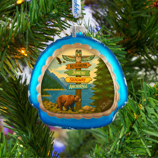 Alaska Adventure Igloo Glass Christmas Ornament – Ketchikan Juneau Skagway Anchorage by G. DeBrekht – 756-027