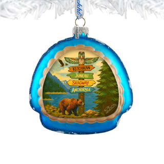 Alaska Adventure Igloo Glass Christmas Ornament – Ketchikan Juneau Skagway Anchorage by G. DeBrekht – 756-027