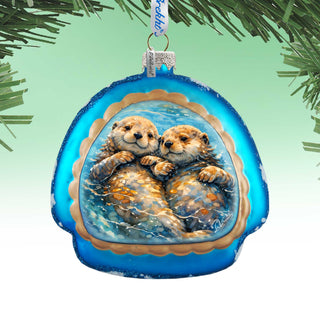 Sea Otters Holiday Splendor Glass Ornament by G. DeBrekht - 756-103