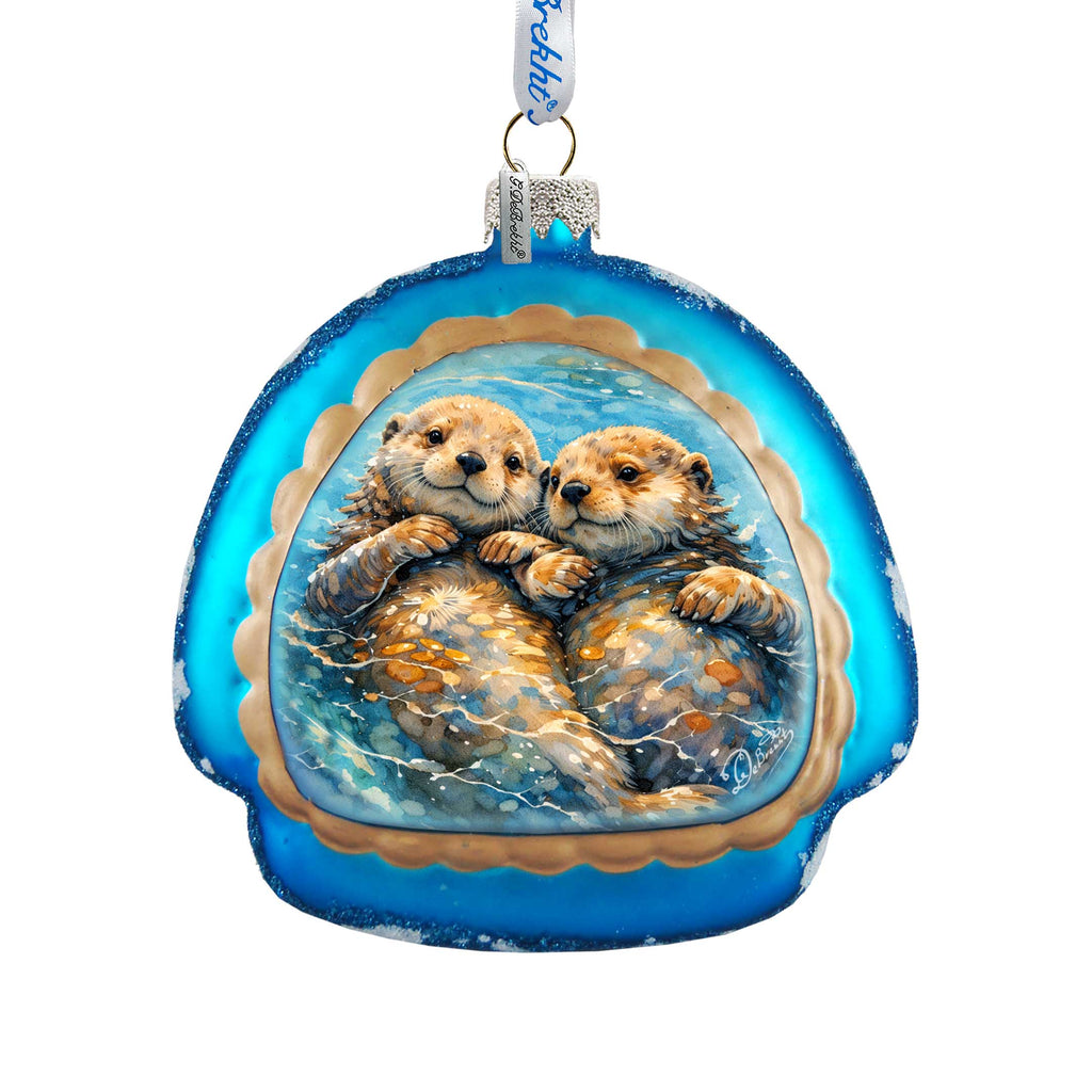 Sea Otters Holiday Splendor Glass Ornament by G. DeBrekht - 756-103