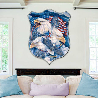 Allegiance Patriotic Eagles Wall Art by J. Bergsma - Wildlife Holiday Decor - 8591730W-JB