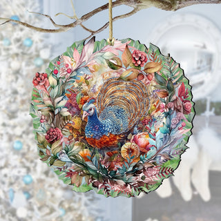 Thanksgiving Turkey Wreath Wooden Ornaments by G. Debrekht Thanksgiving Decor - 8611083