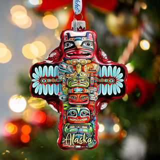 Alaska Totem Pole Glass Christmas Ornament – Holiday Splendor Native-Inspired Ornament by G. DeBrekht – 758-026