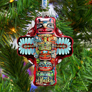 Alaska Totem Pole Glass Christmas Ornament – Holiday Splendor Native-Inspired Ornament by G. DeBrekht – 758-026