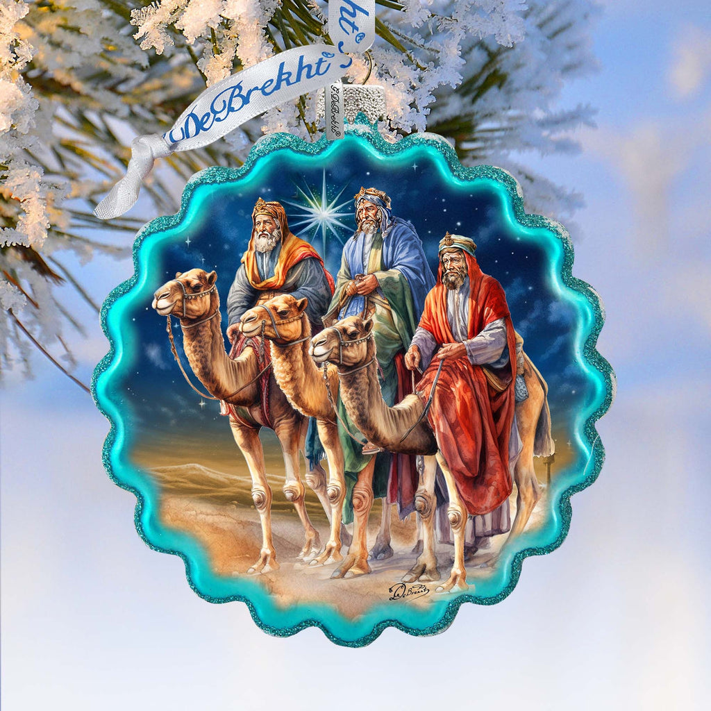 Three Kings Wreath Glass Ornament by G. Debrekht - Nativity Holiday Décor - 759-046