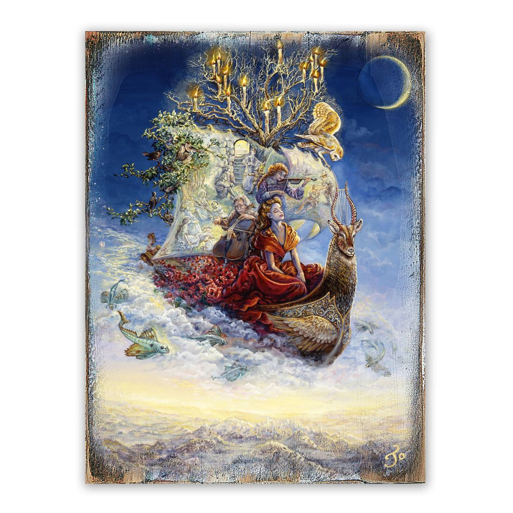 Ship of Dreams Fantasy Wooden Wall Art by Josephine Wall - Fantasy Decor - 852137-JW