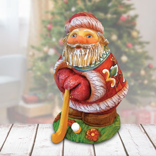 Mini Golfer Santa on Base Handcrafted Christmas Figurine - G. DeBrekht - Christmas Santa Snowman Decor - 517675