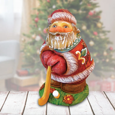 Mini Golfer Santa on Base Handcrafted Christmas Figurine - G. DeBrekht - Christmas Santa Snowman Decor - 517675
