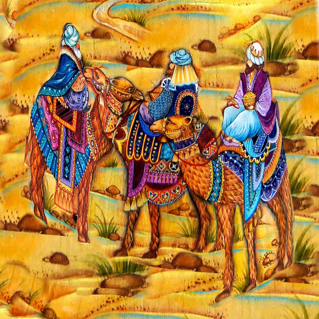 Flight into Egypt Three Kings Santa Hand-Painted WOODCARVED Masterpiece by G. DeBrekht - Nativity Holiday Decor - 215621