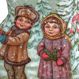 Mr. Snowman with Kids Hand-Painted WOODCARVED Masterpiece by G. DeBrekht - Christmas Santa Snowman Decor - 2821583