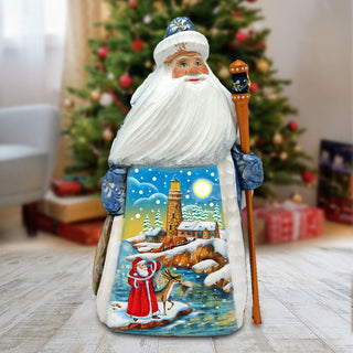 Lighthouse Santa Hand-Painted WOODCARVED Masterpiece by G. DeBrekht - Christmas Decor - 8214874