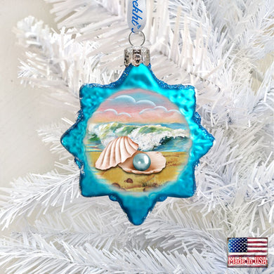 Pearl Shell Mercury Glass Ornament by G. DeBrekht - Coastal Holiday Decor - 775485