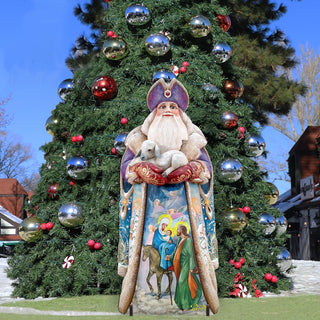 Santa and the Guardian Angels Christmas Outdoor Scene by G. DeBrekht - Christmas Santa Snowman Decor - 811832F