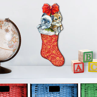 Kitty Cats Christmas Stocking Christmas Door Decor by G. DeBrekht - Christmas Santa Snowman Decor - 8114021H