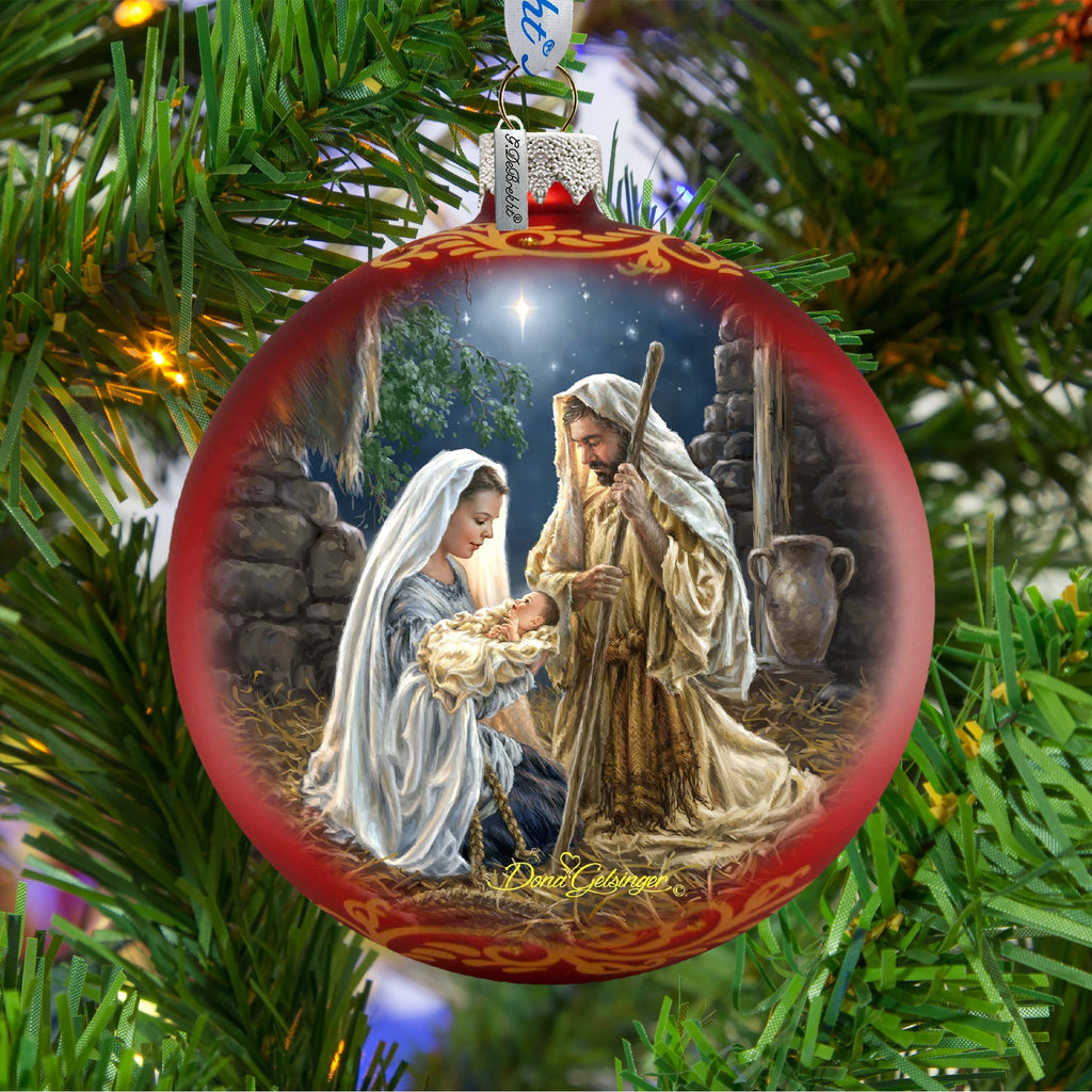 Glory to God in Red Glass Ornament by D. Gelsinger Nativity Holiday Decor - 71156-1722R