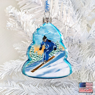 Skier Mercury Glass Ornament by G. DeBrekht - Wildlife Holiday Decor - 771037