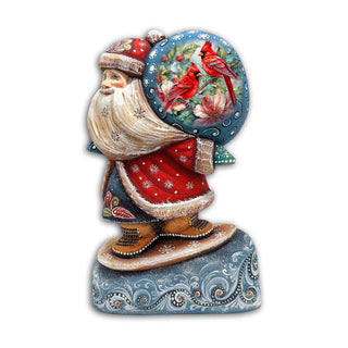 Red Cardinals Sack Santa Hand-Painted WOODCARVED Masterpiece by G. DeBrekht - Christmas Decor - 8204017 *** PRE-ORDER - Handmade Just for You! ***