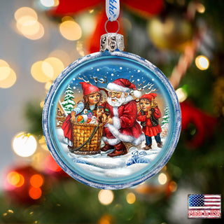 Christmas Tale Glass Ornament by G. DeBrekht - Christmas Santa Snowman Decor - 73367C