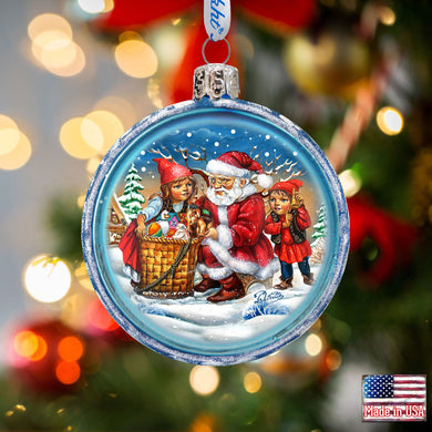 Christmas Tale Glass Ornament by G. DeBrekht - Christmas Santa Snowman Decor - 73367C