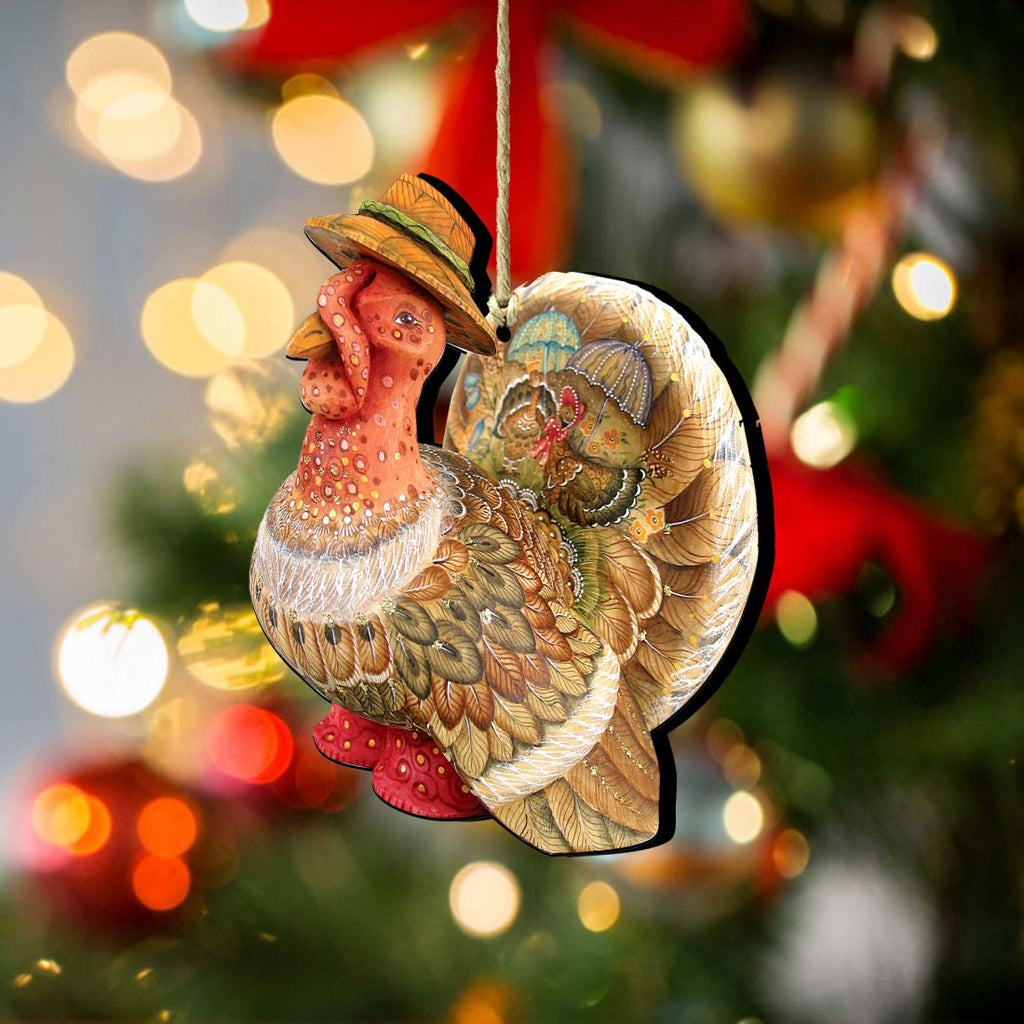 Tom the Turkey Wooden Ornaments by G. DeBrekht - Thanksgiving Halloween Decor - 8158904