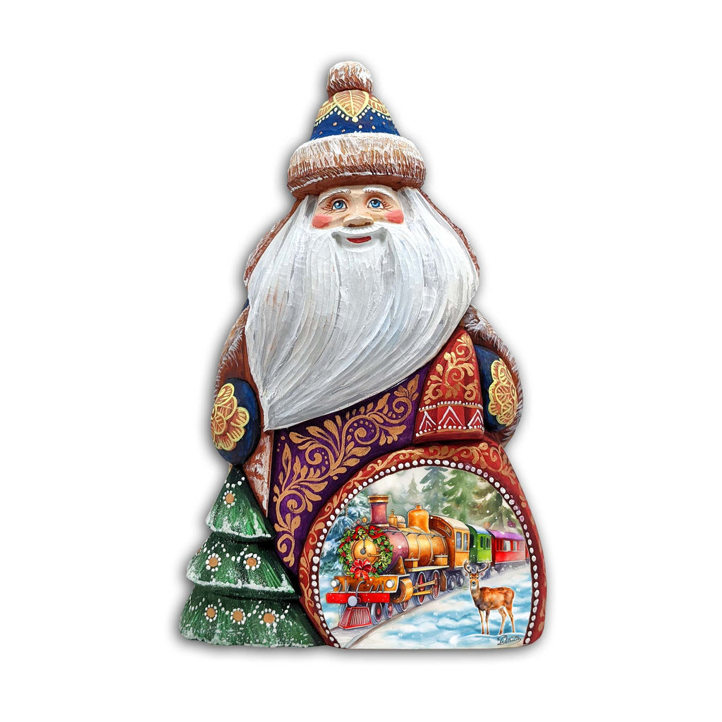Christmas Train Santa Hand-Painted WOODCARVED Masterpiece Figurine by G. DeBrekht - Christmas Decor - 8206021