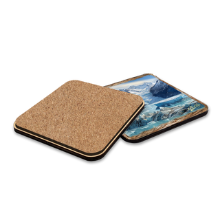 Glacier's Majesty Wooden Cork Placemat and Coasters Gift Set of 7 by Nature Wonders Nature Wildlife Decor - 85402C-S7
