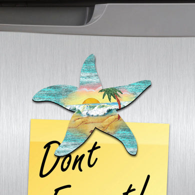 Rustic Starfish Shaped Refrigerator Coastal Magnets Set of 3
