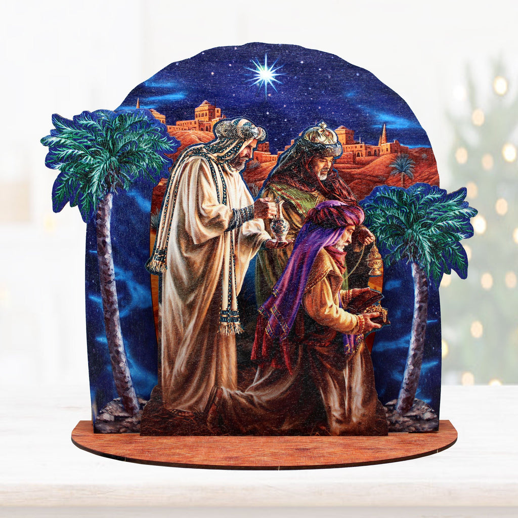 Three Kings Decorative Village Eco Wood Set Art by D. Gelsinger - Nativity Holiday Decor - 852765