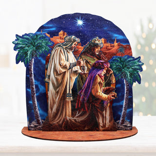 Three Kings Decorative Village Eco Wood Set Art by D. Gelsinger - Nativity Holiday Decor - 852765