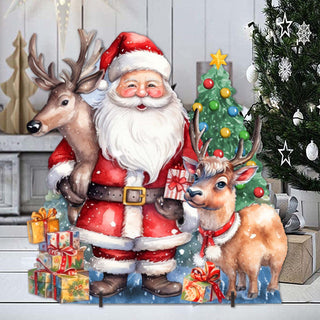 Santa with Reindeers Outdoor Decor by G. Debrekht - Christmas Santa Snowman Decor - 8611032F