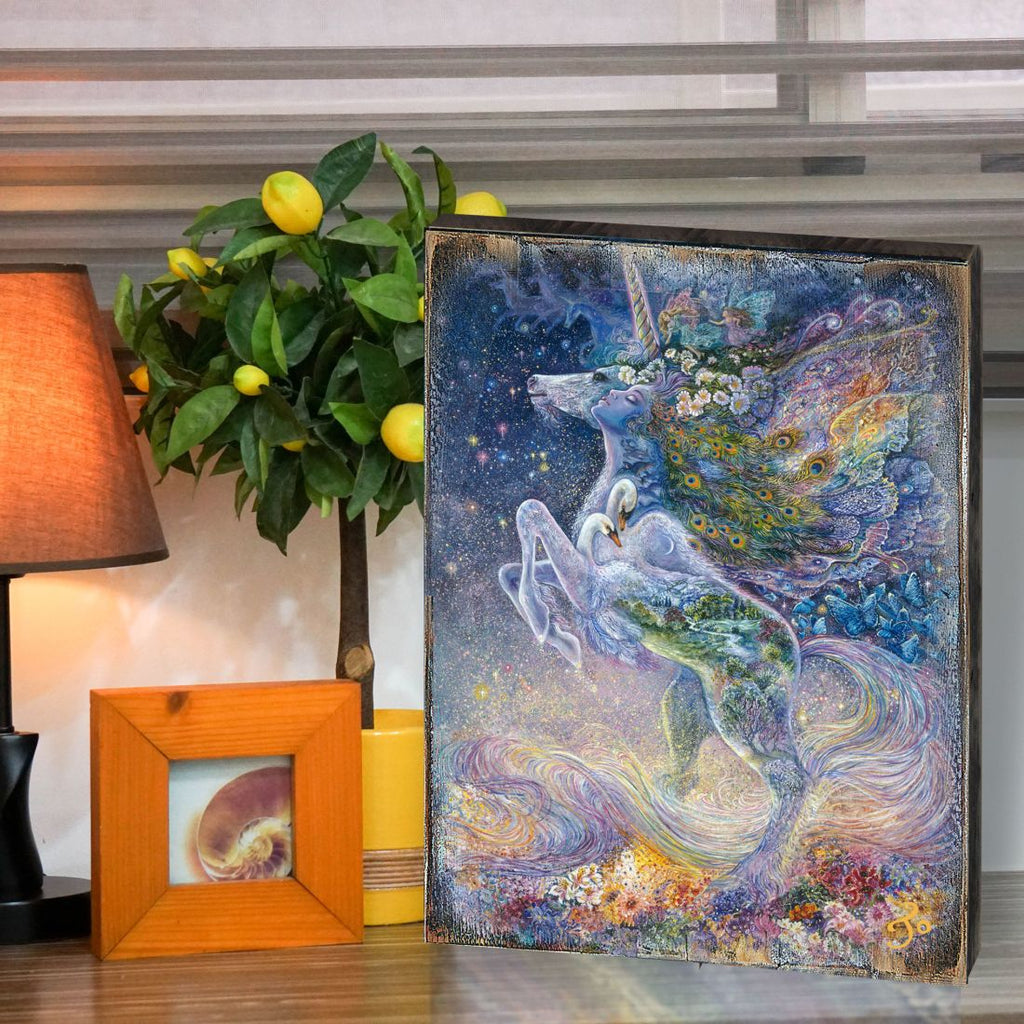 Soul of a Unicorn Fantasy Wooden Wall Art by Josephine Wall - Fantasy Decor - 852128-JW