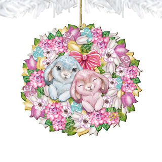 Bunny Love Wreath Wooden Ornaments by G.DeBrekht - Easter Spring Decor - 8185301-4