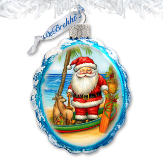 Holiday Coastal Décor - Santa on the Beach Keepsake Glass Ornaments by G. Debrekht - Christmas Décor - 777416