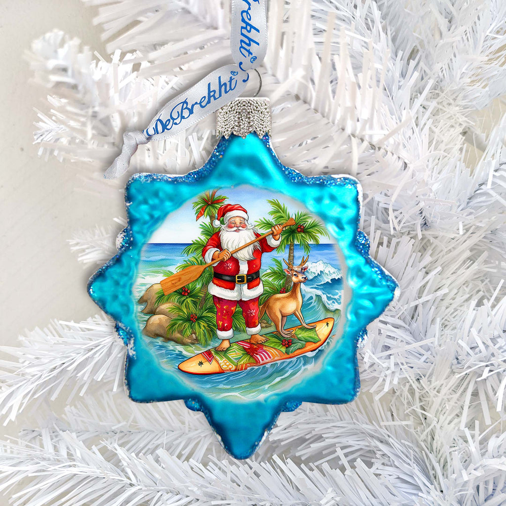 Holiday Coastal Ornament - Santa's Surf Keepsake Glass Ornaments by G. Debrekht - Christmas Décor - 777417